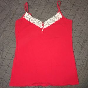 Red & White Lace Cami
